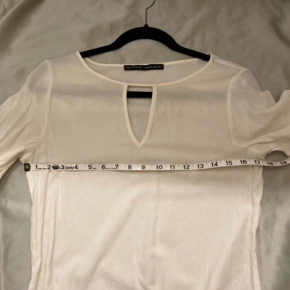 Zara Basic Ivory Cream Off White Blouson 3/4 Sleeve Peasant Blouse Size Small - Picture 6 of 8